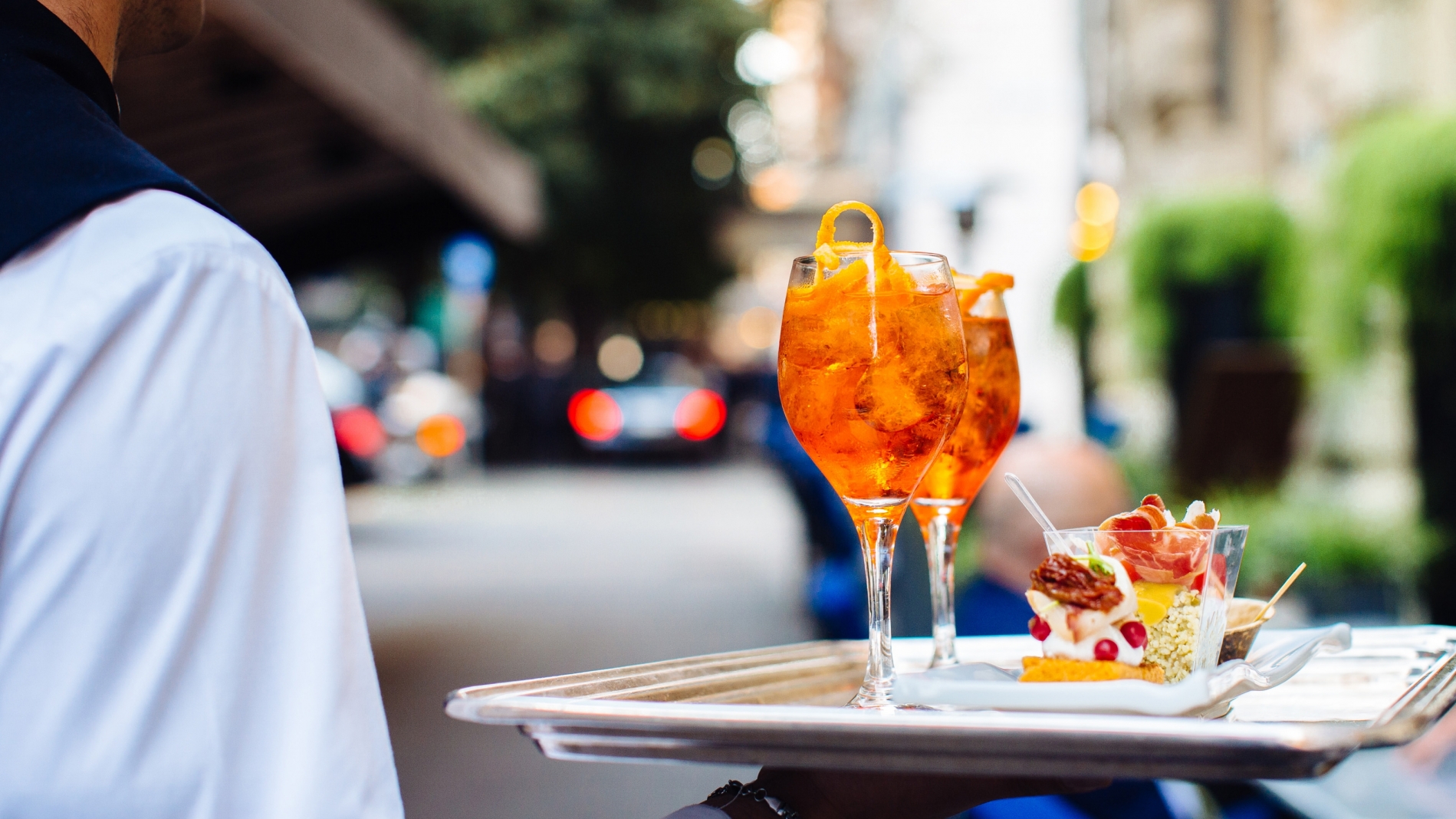 aperol spritz on a tray