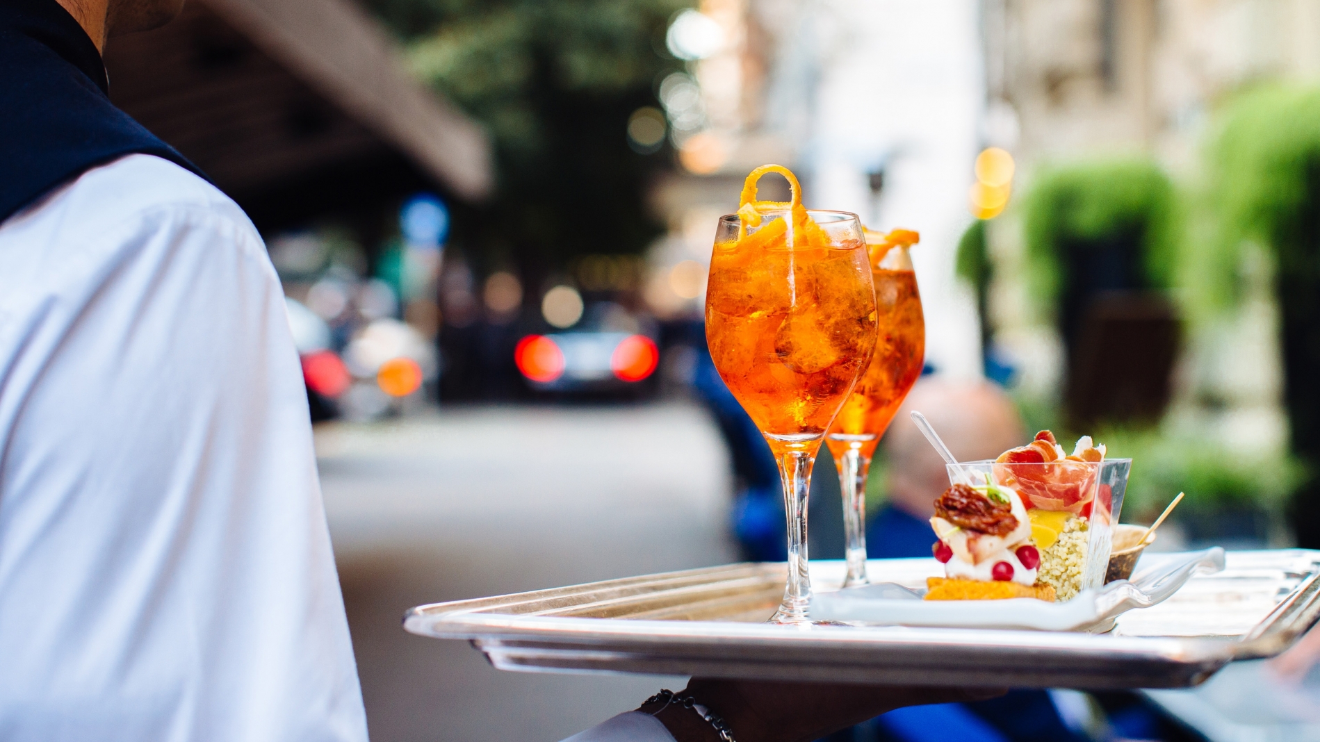 aperol spritz on a tray